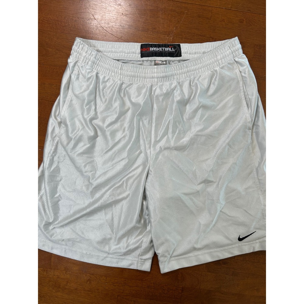 Vintage Nike Basketball Shorts Mens XL White Silky Shinny Dazzle Shimmer